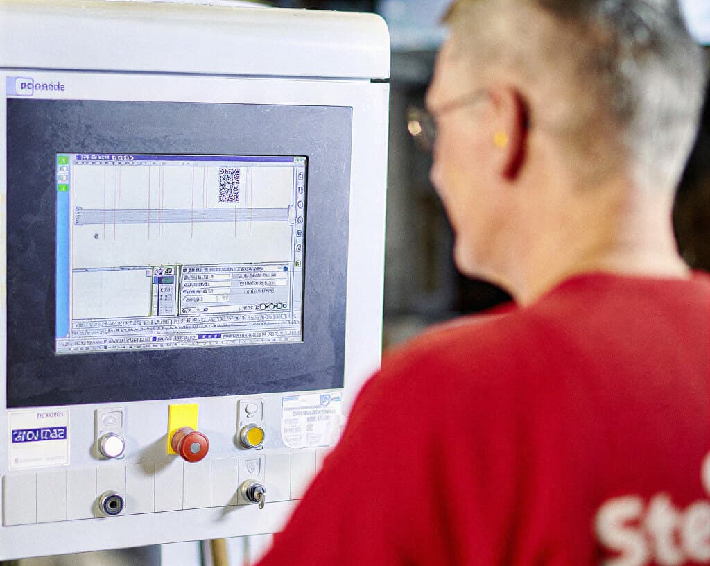 Mitarbeiter an der Steuerung einer CNC-Maschine