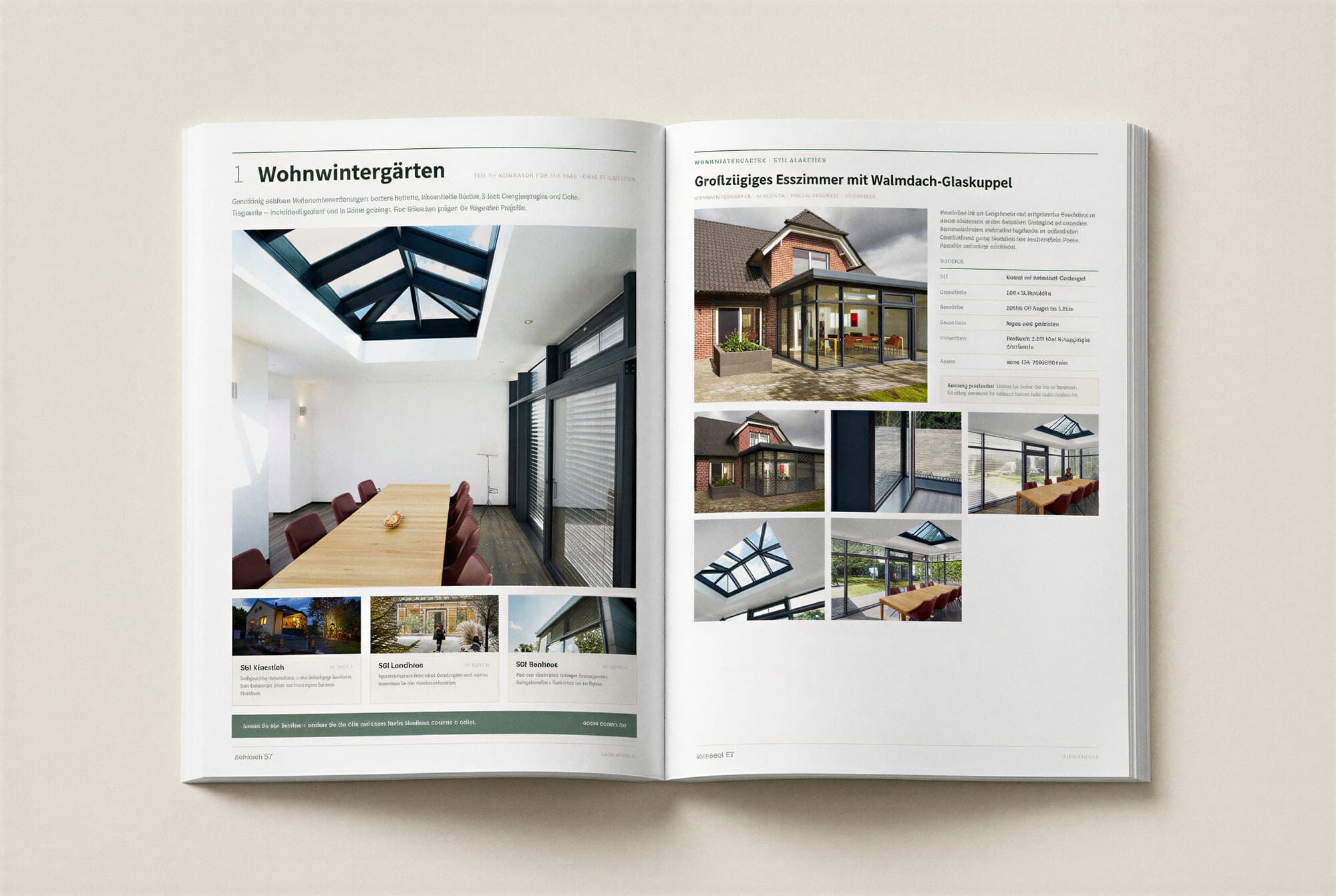 Das aufgeschlagene Lookbook mit einer Projektseite